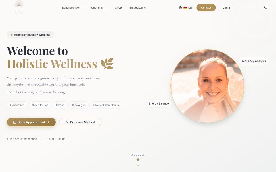 Christiane Beyer — Website, Terminbuchung und Shop — in drei Sprachen